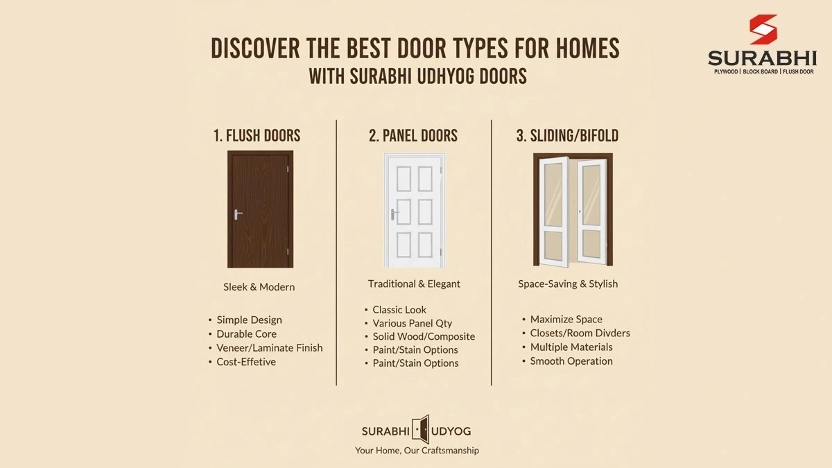 Discover the best door types for homes with Surabhi Udhyog doors.