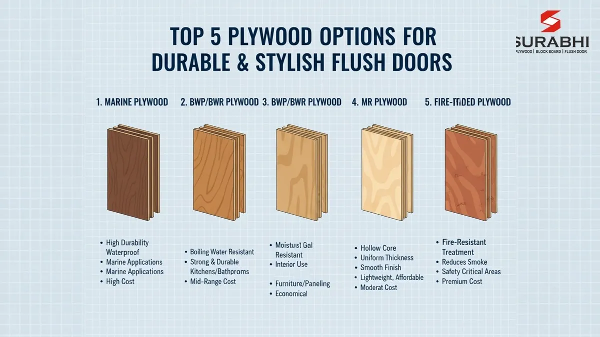 Top 5 Plywood Options for Durable & Stylish Flush Doors | Surabhi Udhyog Gorakhpur